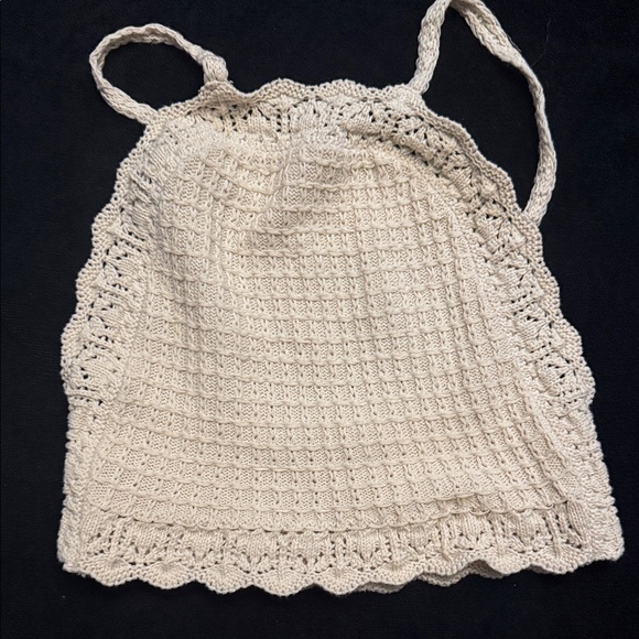Zara Tops - Zara Cream Crochet Halter Top